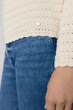 Pedro del Hierro Camisolas-Suéter fantasia vazado com manga largas Ecru