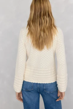 Pedro del Hierro Camisolas-Suéter fantasia vazado com manga largas Ecru