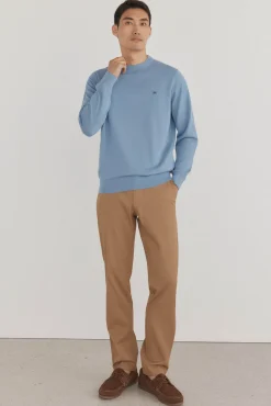 Pedro del Hierro Camisolas-Suéter fino de algodão premium com gola redonda Azul