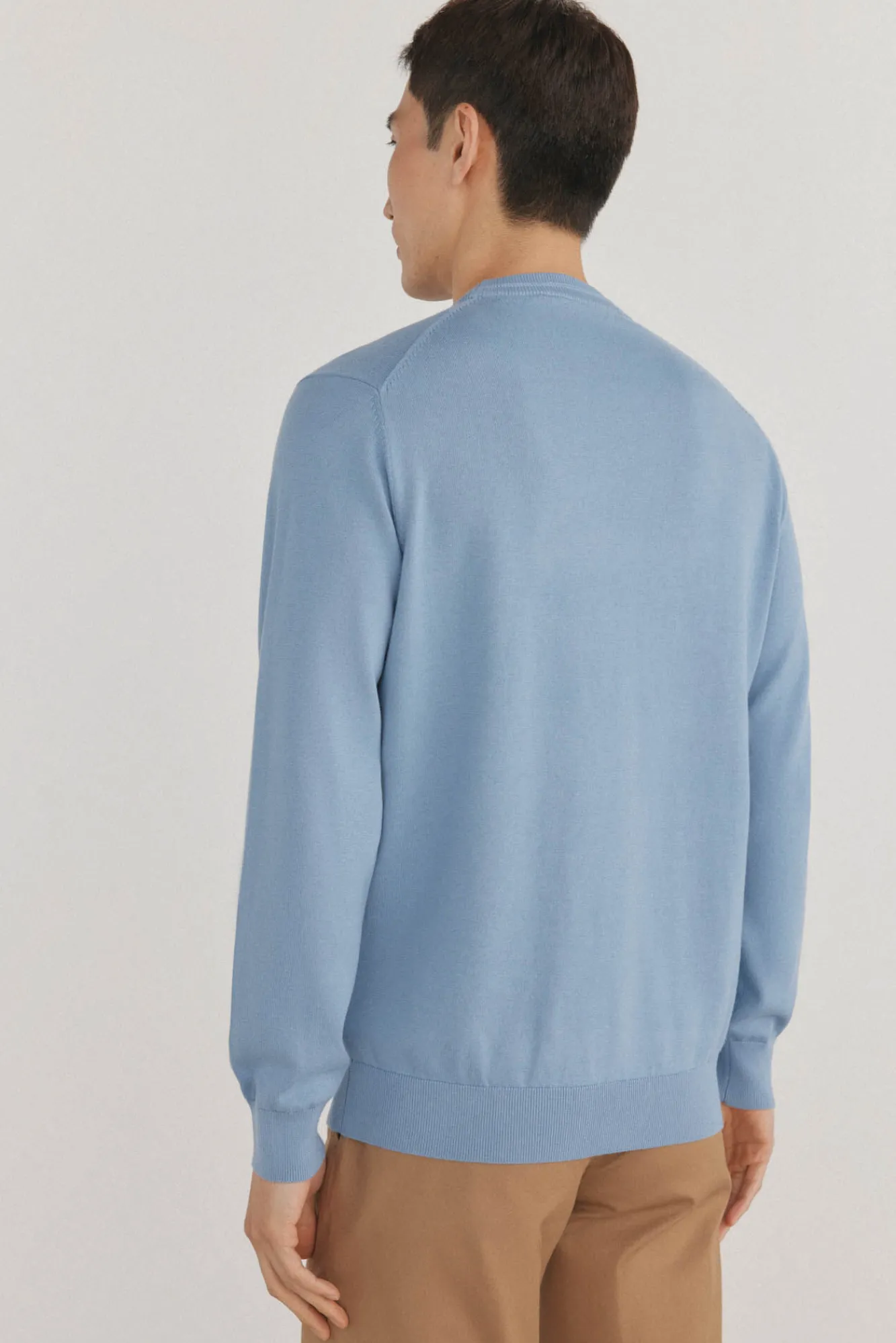 Pedro del Hierro Camisolas-Suéter fino de algodão premium com gola redonda Azul