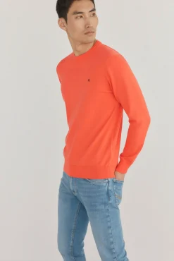 Pedro del Hierro Camisolas-Suéter fino de algodão premium com gola redonda Vermelho