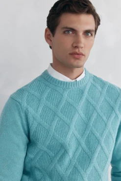 Pedro del Hierro Camisolas-Suéter gola redonda em formato de diamante Azul