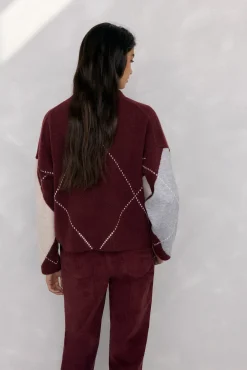 Pedro del Hierro Camisolas-Suéter jacquard diamante Bordeaux