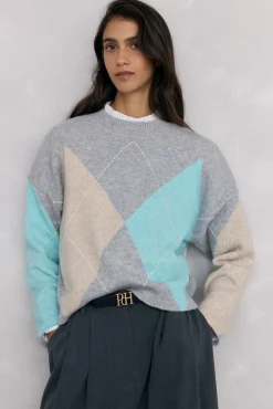 Pedro del Hierro Camisolas-Suéter jacquard diamante Cizento