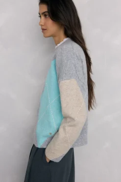 Pedro del Hierro Camisolas-Suéter jacquard diamante Cizento