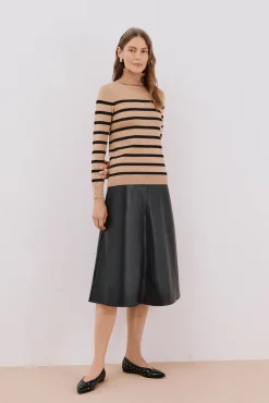 Cortefiel Camisolas-Suéter listrado de gola alta Tostado