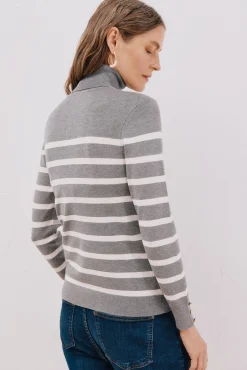 Cortefiel Camisolas-Suéter listrado de gola alta Cinzento