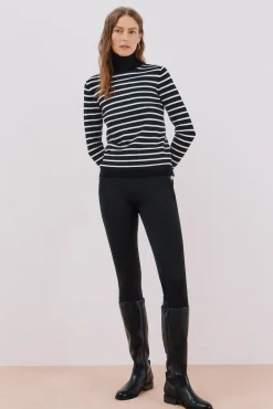 Cortefiel Camisolas-Suéter listrado de gola alta Preto