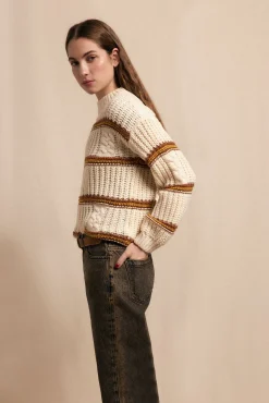 Slowlove Camisolas-Suéter malha de malha perolada Ecru