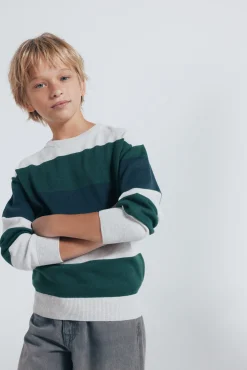 Springfield Kids Malhas-Suéter riscas básico para meninos verde