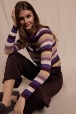 Slowlove Camisolas-Suéter riscas com botões Roxo