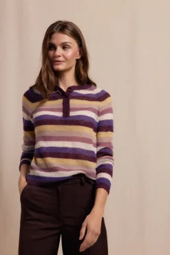 Slowlove Camisolas-Suéter riscas com botões Roxo