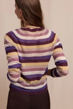 Slowlove Camisolas-Suéter riscas com botões Roxo