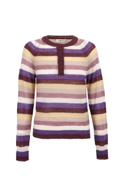 Slowlove Camisolas-Suéter riscas com botões Roxo