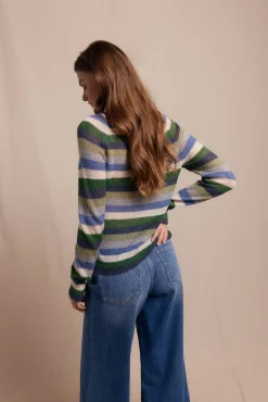 Slowlove Camisolas-Suéter riscas com botões Azul