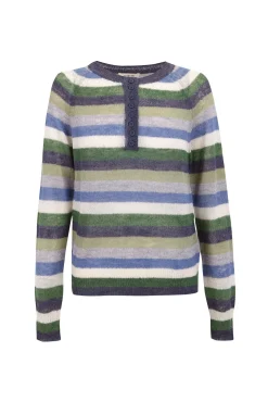 Slowlove Camisolas-Suéter riscas com botões Azul