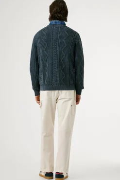 Pepe Jeans Camisolas-Suéter trançado com gola redonda azul