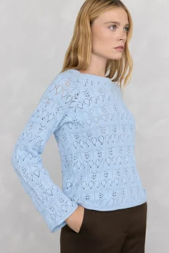 Pedro del Hierro Camisolas-Suéter vazado chique Azul