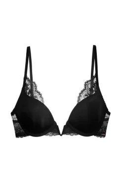 Dorina Roupa Interior-Sutiã Anahi com enchimento soutien e decote profundo preto