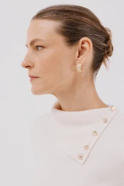 Cortefiel Camisolas-Sweater gola botões Ecru