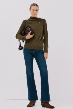 Cortefiel Camisolas-Sweater gola botões Verde