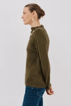 Cortefiel Camisolas-Sweater gola botões Verde