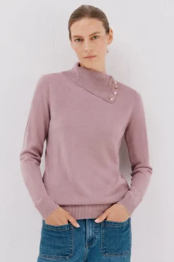 Cortefiel Camisolas-Sweater gola botões Roxo