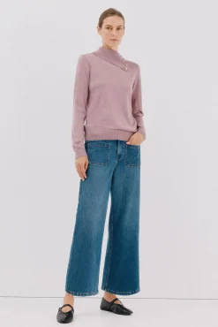 Cortefiel Camisolas-Sweater gola botões Roxo