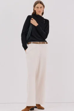 Cortefiel Camisolas-Sweater gola botões Preto