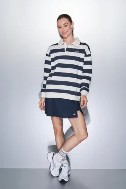 Dash and Stars Sweatshirts-Sweatshirt 100% algodão com estampado riscas azul