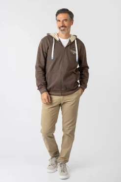 Privata Sweatshirts-Sweatshirt aberto com capuz e bolsos Castanho