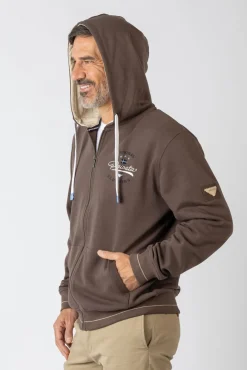 Privata Sweatshirts-Sweatshirt aberto com capuz e bolsos Castanho