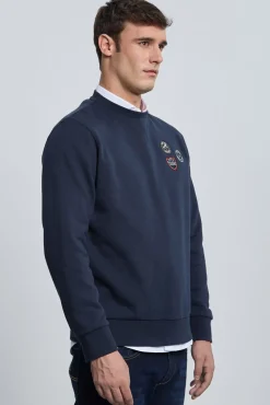 Valecuatro Sweatshirts-Sweatshirt marinho com 3 escudos Azul