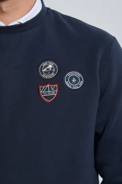 Valecuatro Sweatshirts-Sweatshirt marinho com 3 escudos Azul