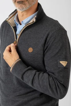 Privata Camisolas-Sweatshirt básica com fecho Cinzento