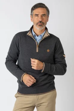 Privata Camisolas-Sweatshirt básica com fecho Cinzento