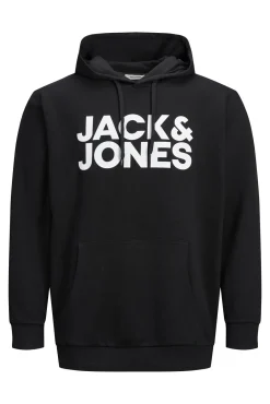 Jack & Jones PLUS Sweatshirts-Sweatshirt capuz print logo PLUS preto