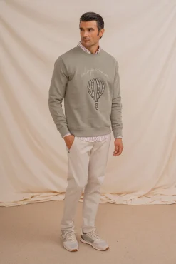 Celopman Sweatshirts-Sweatshirt com bordado frontal verde