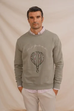 Celopman Sweatshirts-Sweatshirt com bordado frontal verde