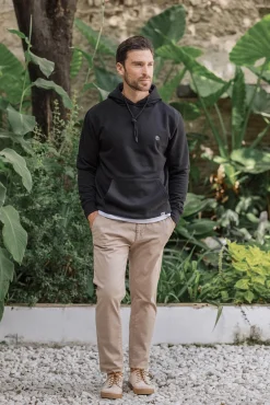 Celopman Sweatshirts-Sweatshirt com capuz canguru preto