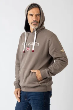 Privata Sweatshirts-Sweatshirt com capuz e bolsos Castanho