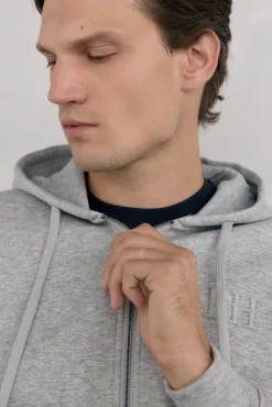 Pedro del Hierro Sweatshirts-Sweatshirt com capuz em tecido técnico Cizento