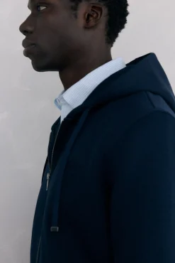 Pedro del Hierro Sweatshirts-Sweatshirt com capuz em tecido técnico Azul