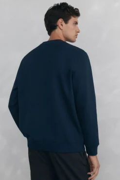 Pedro del Hierro Sweatshirts-Sweatshirt com gola caixa redonda e logo grande Azul