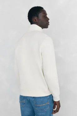 Pedro del Hierro Sweatshirts-Sweatshirt com gola de fecho-éclair em tecido técnico Branco
