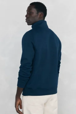 Pedro del Hierro Sweatshirts-Sweatshirt com gola de fecho-éclair em tecido técnico Azul