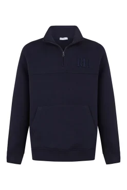 Pedro del Hierro Sweatshirts-Sweatshirt com gola de fecho-éclair em tecido técnico Azul