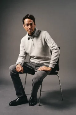 OOTO Sweatshirts-Sweatshirt com gola e fecho-éclair Cinzento