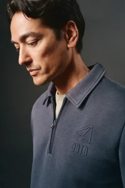 OOTO Sweatshirts-Sweatshirt com gola e fecho-éclair Azul