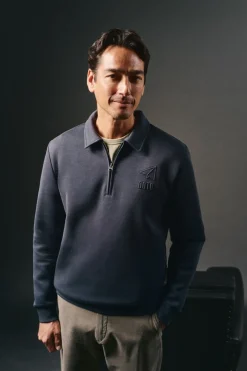 OOTO Sweatshirts-Sweatshirt com gola e fecho-éclair Azul